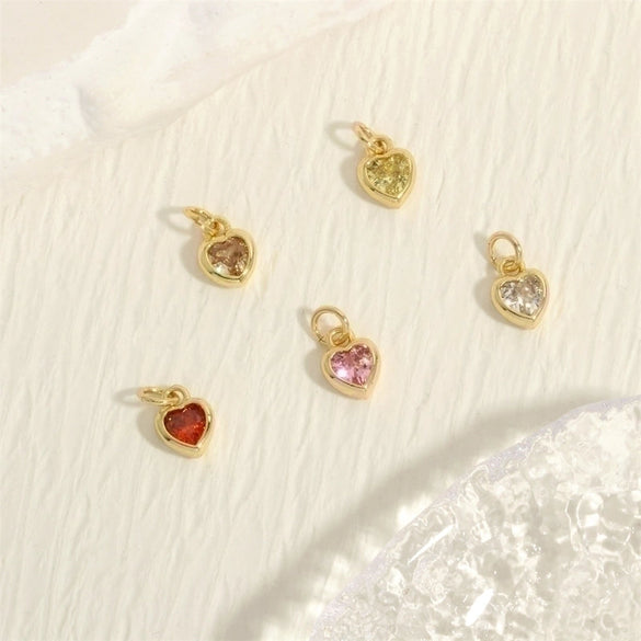 Inlaid Color Zircon Love Heart-shaped Necklace Bracelet Pendant Diy Decorative Pendant Handmade Materials Semi-finished Products Wholesale