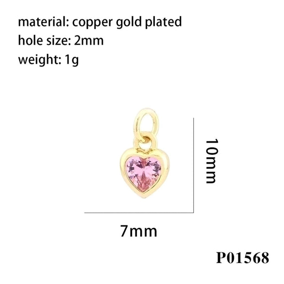 Inlaid Color Zircon Love Heart-shaped Necklace Bracelet Pendant Diy Decorative Pendant Handmade Materials Semi-finished Products Wholesale