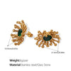 Inlaid Glass Stone Flower Shape Electroplated Women's Earrings
