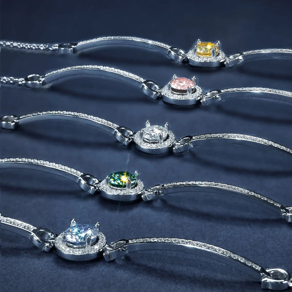 Inlay Round Brilliant Cut GRA Certificate Bracelets