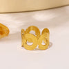 Ins Fashion Unisex Hypoallergenic Round Geometric Cut Out Ring Stainless Steel 18K Gold Plated
