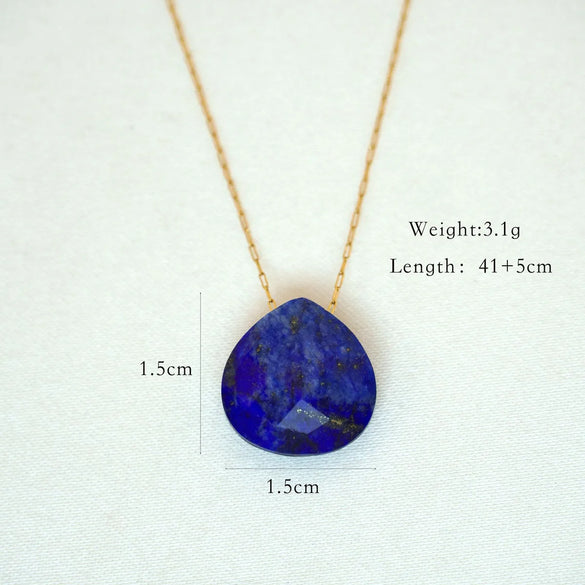 Simple Style Water Droplets Natural Stone Titanium Steel Plating Women'S Pendant Necklace