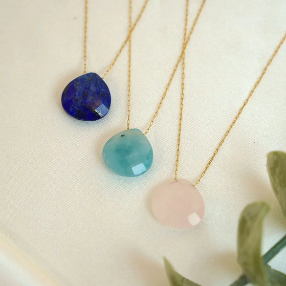 Simple Style Water Droplets Natural Stone Titanium Steel Plating Women'S Pendant Necklace