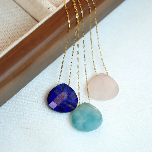 Simple Style Water Droplets Natural Stone Titanium Steel Plating Women'S Pendant Necklace