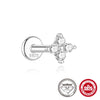 Ins Simple Petal Mosan Broken Diamond Earrings S925 Sterling Silver Thread Puncture Geometric Zirconia Design Unisex