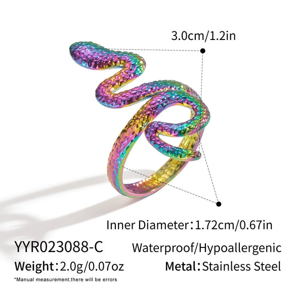 Ins Snake Ring Simple Fashion Women's Jewelry Accessories In Stainless Steel With Geometric Shape And Electroplating