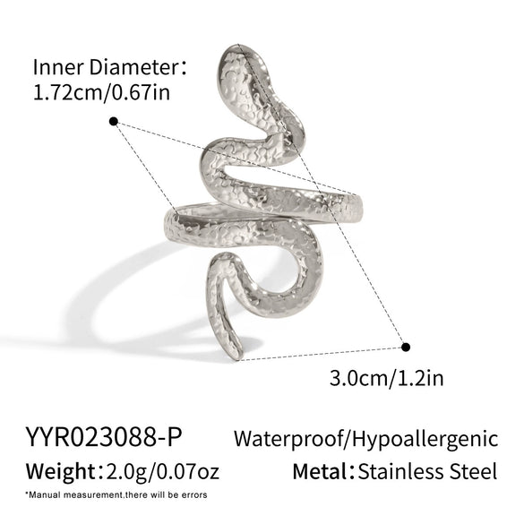 Ins Snake Ring Simple Fashion Women's Jewelry Accessories In Stainless Steel With Geometric Shape And Electroplating