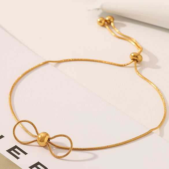 Ins Style Bow Shape Titanium Steel And Stainless Steel Electroplated Women's Bracelet