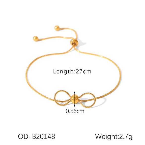 Ins Style Bow Shape Titanium Steel And Stainless Steel Electroplated Women's Bracelet