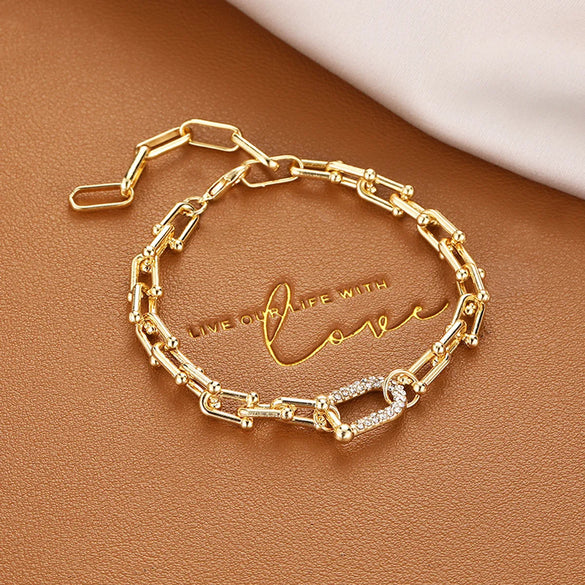 Ins Style Box Alloy Rhinestones Opal Women'S Bracelets 1 Piece