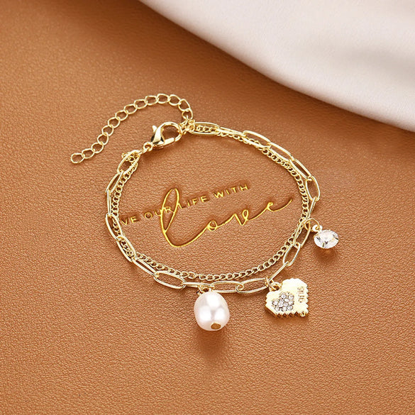 Ins Style Box Alloy Rhinestones Opal Women'S Bracelets 1 Piece