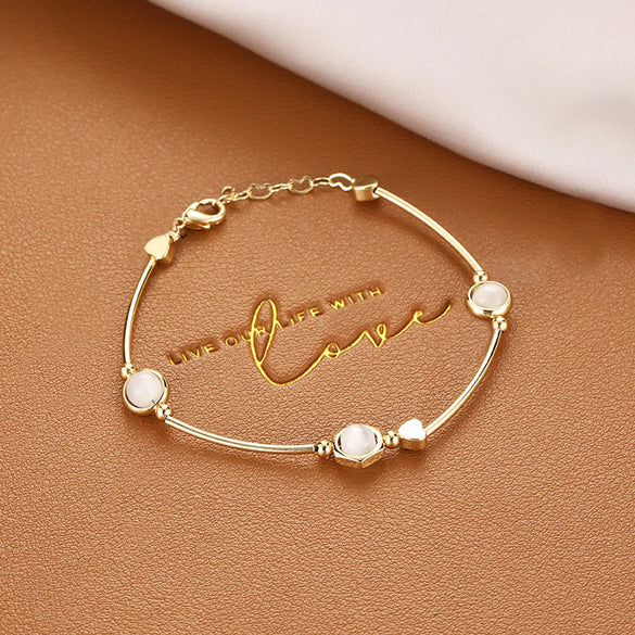 Ins Style Box Alloy Rhinestones Opal Women'S Bracelets 1 Piece