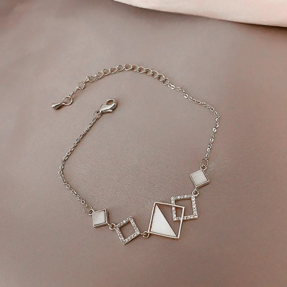 Ins Style Box Alloy Rhinestones Opal Women'S Bracelets 1 Piece