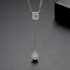 Ins Style Copper Zircon Pendant Necklace Water Drop Shape Cross Chain Electroplated Women's Jewelry