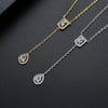 Ins Style Copper Zircon Pendant Necklace Water Drop Shape Cross Chain Electroplated Women's Jewelry