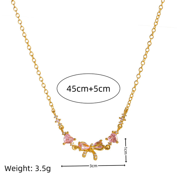 Ins Style Cute Sweet Heart Zircon Butterfly Diamond Bracelet For Women Made Of Copper And Plastic