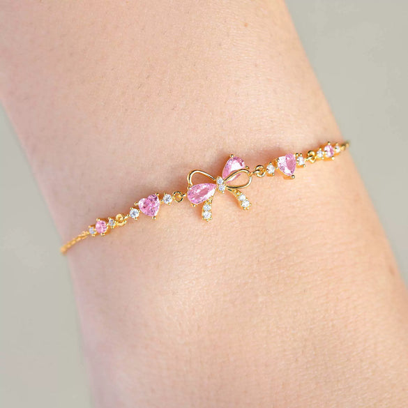 Ins Style Cute Sweet Heart Zircon Butterfly Diamond Bracelet For Women Made Of Copper And Plastic