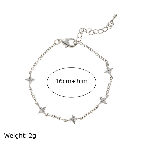 Ins Style Cute Sweet Heart Zircon Butterfly Diamond Bracelet For Women Made Of Copper And Plastic