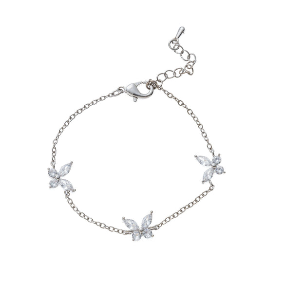 Ins Style Cute Sweet Heart Zircon Butterfly Diamond Bracelet For Women Made Of Copper And Plastic