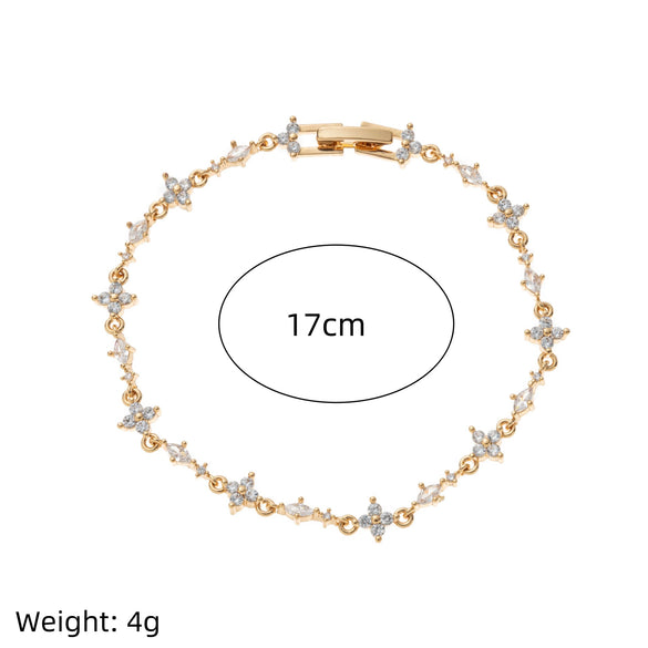 Ins Style Cute Sweet Heart Zircon Butterfly Diamond Bracelet For Women Made Of Copper And Plastic