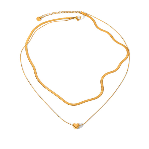 Ins Style Doublelayer Gold Plated Stainless Steel Necklace With Heart Bow Tie Star Geometric Shapes For Women