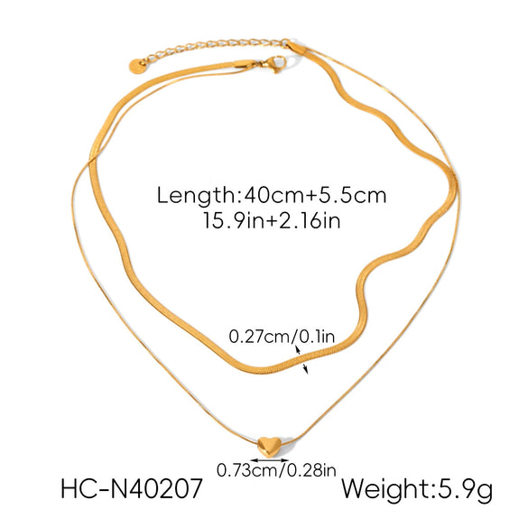Ins Style Doublelayer Gold Plated Stainless Steel Necklace With Heart Bow Tie Star Geometric Shapes For Women