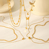 Ins Style Doublelayer Gold Plated Stainless Steel Necklace With Heart Bow Tie Star Geometric Shapes For Women