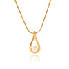 Ins Style Dropshaped Titanium Steel Pendant Necklace Inlaid With Pearls For Women