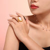 Ins Style Fashion Ring Shaped Imitation Pearl Titanium Steel Ring With Electroplating Treatment For Women