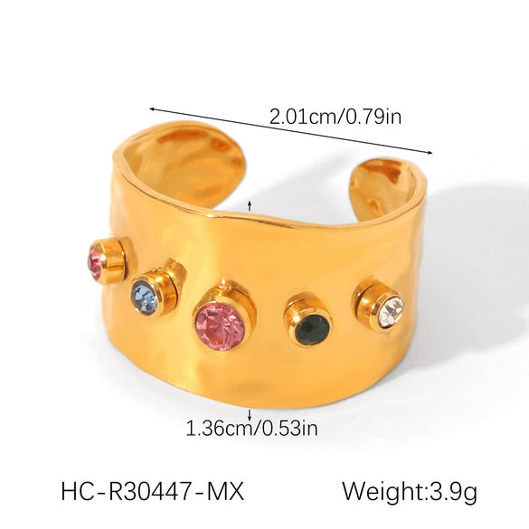 Ins Style Geometric Stainless Steel Women's Ring Inlaid With Zircon