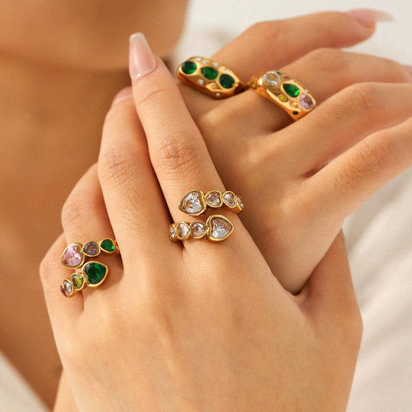 Ins Style Geometric Stainless Steel Women's Ring Inlaid With Zircon