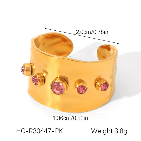 Ins Style Geometric Stainless Steel Women's Ring Inlaid With Zircon