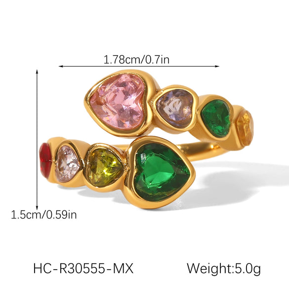 Ins Style Geometric Stainless Steel Women's Ring Inlaid With Zircon