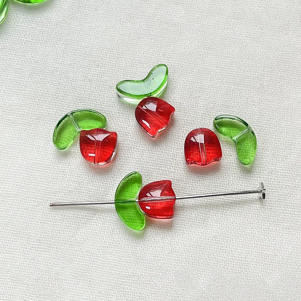 Ins Style Glass Glazed Tulip Beaded Bracelet Necklace Mobile Phone Chain Accessories
