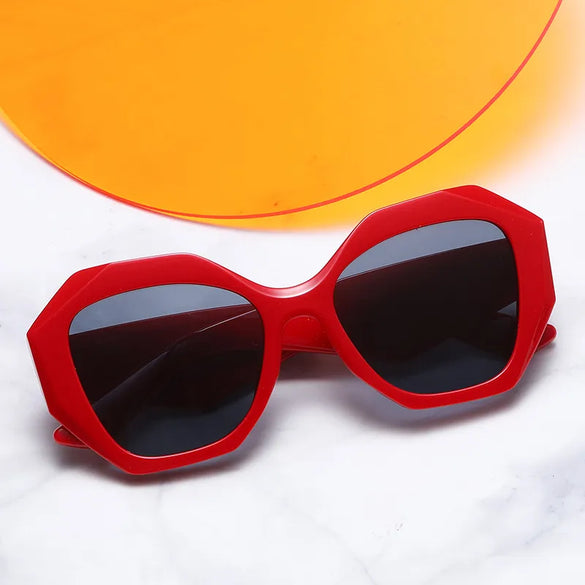 Ins Style Hip-Hop Streetwear Solid Color Pc Polygon Full Frame Women'S Sunglasses