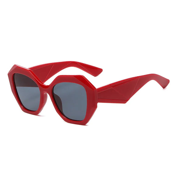 Ins Style Hip-Hop Streetwear Solid Color Pc Polygon Full Frame Women'S Sunglasses