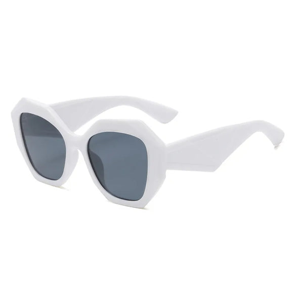 Ins Style Hip-Hop Streetwear Solid Color Pc Polygon Full Frame Women'S Sunglasses