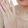 Ins Style Micropaved Zircon Ultrafine Index Finger Ring Titanium Steel Pvd 18K Gold Plated Tail Ring