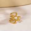Ins Style Oval Hollow Asymmetrical Adjustable Geometric Stainless Steel Ring Electroplated
