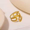 Ins Style Oval Hollow Asymmetrical Adjustable Geometric Stainless Steel Ring Electroplated