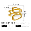 Ins Style Oval Hollow Asymmetrical Adjustable Geometric Stainless Steel Ring Electroplated