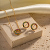 Wholesale Jewelry INS Style Retro Circle 304 Stainless Steel Zircon Inlay Earrings Necklace