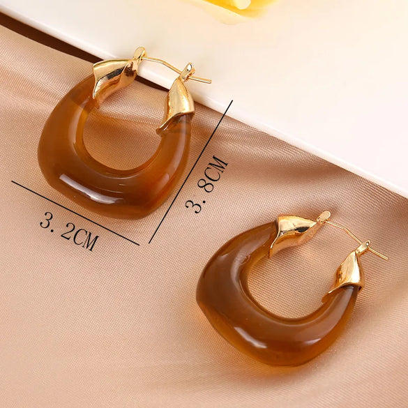 Simple Style U Shape Synthetic Resin Women'S Hoop Earrings