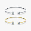 Ins Style Square Sterling Silver Plating Inlay Zircon 14k Gold Plated Rhodium Plated Cuff Bracelets
