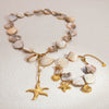 Ins Style Stainless Steel And 18K Gold Geometric Marine Shell Pendant Necklace And Bracelet For Women With Electroplating