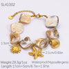 Ins Style Stainless Steel And 18K Gold Geometric Marine Shell Pendant Necklace And Bracelet For Women With Electroplating