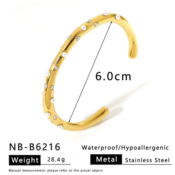 Ins Style Stainless Steel Bracelet With Diamonds And Colorful Zircons 18K Gold Plated
