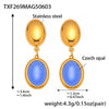 Ins Style Stainless Steel Czech Opal Faceted Stone Jewelry Set Necklace Bracelet Earrings