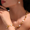 Ins Style Stainless Steel Czech Opal Faceted Stone Jewelry Set Necklace Bracelet Earrings