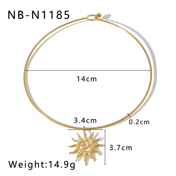 Ins Style Stainless Steel 18K Gold Plated Wavy Sunflower Bow Pearl Pendant Simple Necklace With Vacuum Plating In Furnace For Women